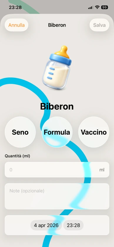 Ribbon Care — tracciamento biberon e allattamento