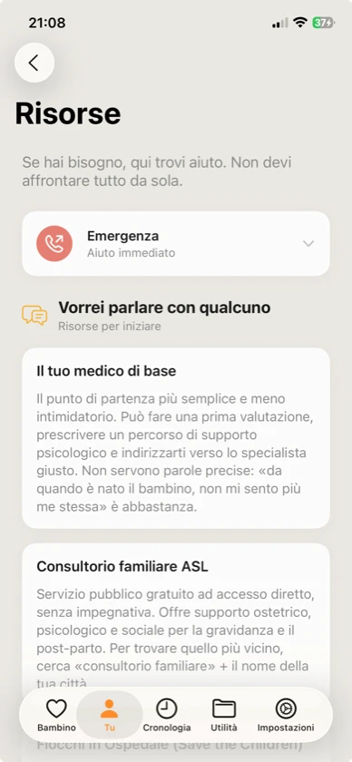 Ribbon Care — risorse di emergenza e supporto psicologico
