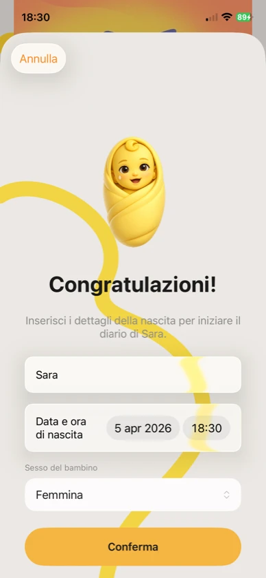 Ribbon Care: registrazione nascita del bambino