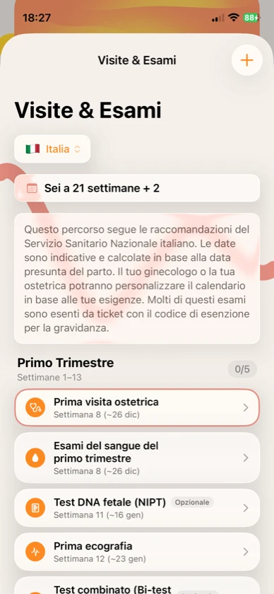 Ribbon Care: calendario visite ed esami gravidanza